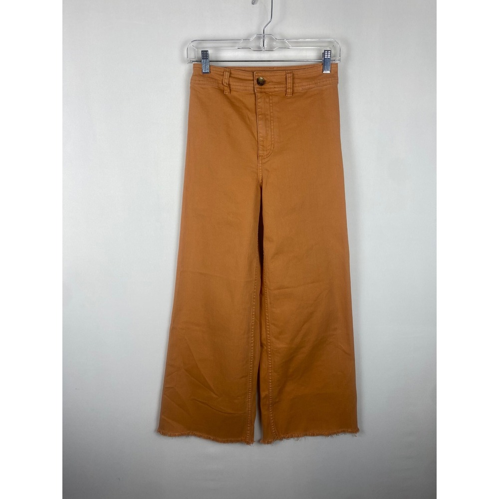 Billabong Free Fall High Waisted Wide Leg Raw Hem Pants Women Orange 26 - Picture 2 of 8